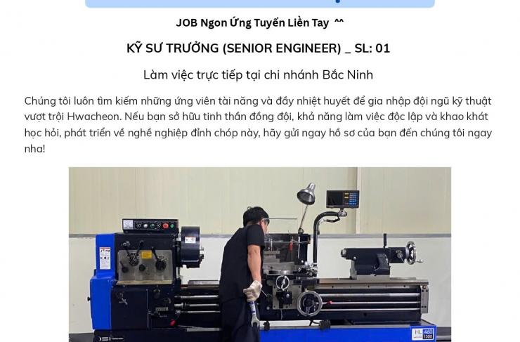 TUYỂN DỤNG - KỸ SƯ TRƯỞNG